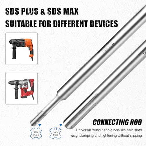 Concrete Hole Saw Kit with Upgraded SDS Plus & Max Shank, Kit Size 30 40 50 65 80 100 110 MM, Concrete Hole Saw Set for Concrete Brick Stone Cement Wall