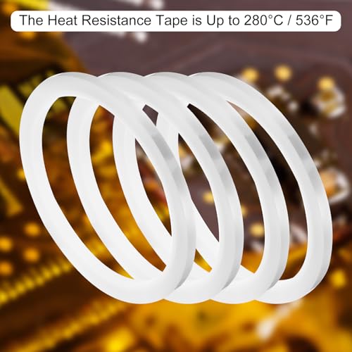 uxcell Clear Heat Tape, 1 Roll 5mmx33m 108ft High Temperature Heat Resistant Tape for Sublimation,Heat Vinyl Press,Heat Transfer, Circuit Board, No Residue - color: Clear, size: 5mmx33m