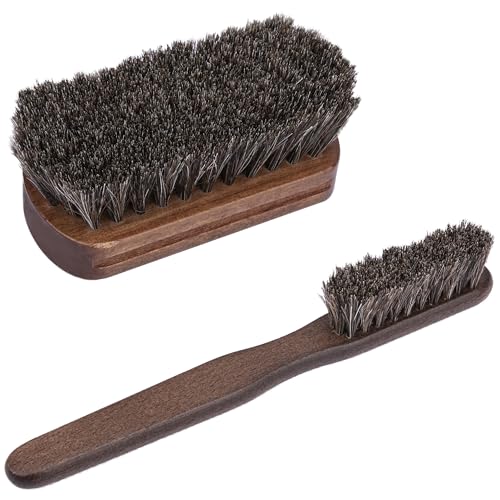 2 PCS Leather Brush Car Detailing, Horse Hair Brush, Car Cleaning Supplies - color: 2 Pcs