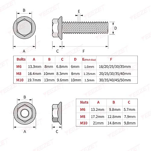 245PCS M6 M8 M10 Heavy Duty Flanged Bolts and Nuts Kit,Stainless Steel 304 Metric Flanged Hex Screws Nuts Includes 15 Most Common Sizes - color: 245PCS M6 M8 M10 Bolts and Nuts Kit