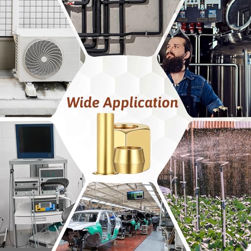 Compression Fittings, 1/4 Compression Fitting Brass Assortment Kit Include Sleeve Ferrule, Nut Used to Connect Lines for Air Water Fuel Oil and Inert Gases