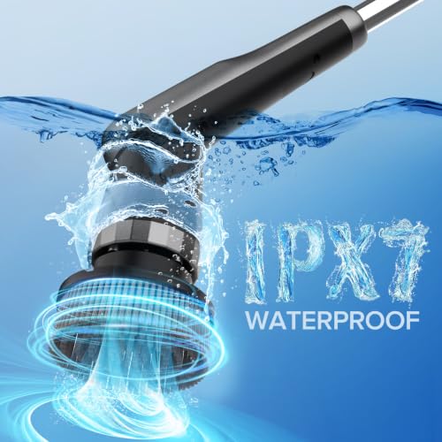 Electric Spin Scrubber, 10-in-1 Shower Scrubber & Retractable Long Handle, 44 lbs High-Torque & Variable Speed Shower Cleaning Brush for Bathroom,Toilet, Bathtub, Kitchen, Tile Floors, - color: Black