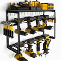Spampur Power Tool Organizer, 8 Drill Holders Wall Mount, 3 Layer Heavy Duty Metal Storage for Garage Organization, Tools Storage with Hooks, Screwdriver Hammer Holder, Father's Day Mens Birthday Gift | Garage Organization, Tools Storage with Hooks, Screw