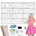 Large Dry Erase Wall Calendar - 60“ x 38" Undated Blank Yearly Planner - Giant Whiteboard 12 Month Poster - Premium Laminated Calendar for Classroom, Office, Project & Family Schedule - size: 60"x38"Yearly