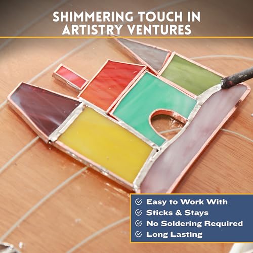 Kraftex Copper Tape 1/8 inch x 66ft. Copper Foil Tape for Stained Glass Soldering with Conductive Adhesive. Great Shielding for Guitars, EMI Shielding, Jewlery Making and Crafts - size: 1/8" x 66ft