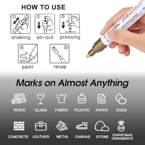 Overseas White Paint Pens Permanent Markers, 2 Oil Based Paint Makrers - color: White