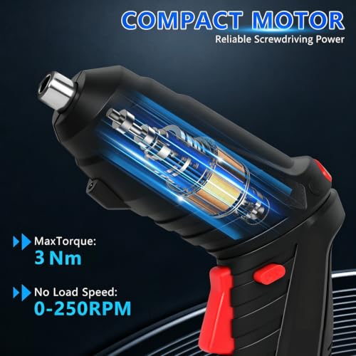 JENABOM 3.6V Cordless Electric Screwdriver Set, Mini Drill Set - color: Black