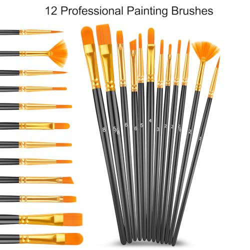 Caliart 24 Colors Acrylic Paint Set with 12 Brushes - color: Regular, size: 2 Fl Oz (Pack of 24)