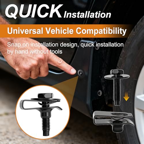 mankk 50PCS M6-1.0 Fender Liner Screw and U-Nut Clips Kit,Body Fasteners,U-Nut Clips & Hex Head Bolts,Automotive Body Clips Fender Bolts for Fender, Engine Cover & Splash Shield - color: Black-M6-1.0 Kit