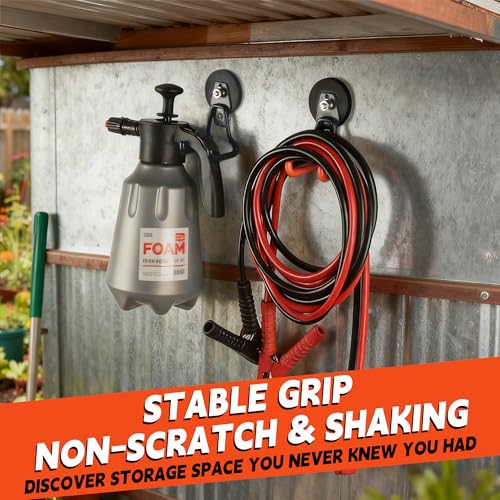 ULIBERMAGNET New Upgraded Heavy Duty Magnetic Garage Hooks,4 Pack Strong Large Magnet Hooks for Power Drill,Garden Tools,Hose,Pegboard,Garage, Workshop,Magnetic Storage Hook for Hanging(Orange) - style: V1 Pro 2.59INCH 4PACK Orange Medium Hooks