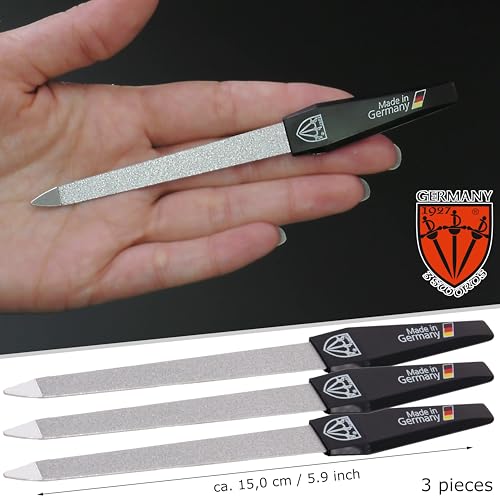 3 Swords Germany - Sapphire Metal Nail File Set 3 Pieces with 1 Piece 3-Way Nail Buffer – Nail Care Made in SOLINGEN/Germany - color: 3 Nail Files / 1 Buffer
