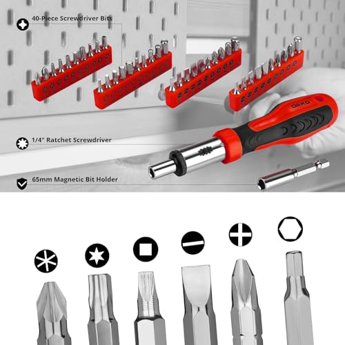 DEKOPRO Tool Set:228 Piece Home Tool Kit, Household Basic Repair Tool Set Comes with Plastic Storage Case, Socket Wrench Set for Car-Red - color: Red