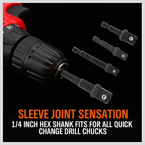 8-Piece Impact Sockets Adapter Sets, Hex Shank 1/4" 3/8" 1/2" - color: 8 Pcs Impact Sockets Adapters