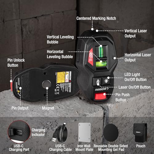 ARROW 2-in-1 Laser Level with Magnetic Stud Finder
