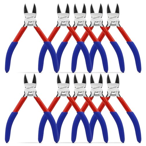5" Small Wire Cutter Diagonal Cutting Plier Flush Cutter -10 Pack - color: 5"- 10 Pack