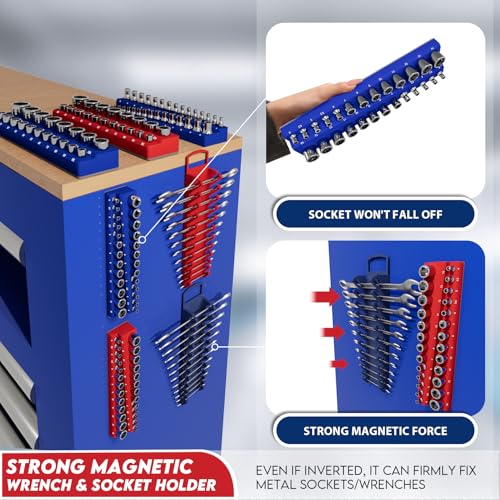 8-Piece Magnetic Socket Organizer and Wrench Organizer