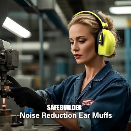 SAFEBUILDER Ear Protection Ear muffs Noise Reduction NRR 28dB Adjustable Hearing Protection for Working Mowing SK-06P - color: Yellow