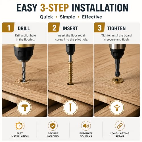 105PCS Floor Repair Screws Kit, Squeaky Wood Floor Fix Fasteners