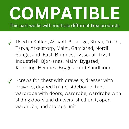 Spare Hardware Parts Replacement for IKEA Furniture Screw Chipboard Flat TRX Screw (109048) - size: 109048