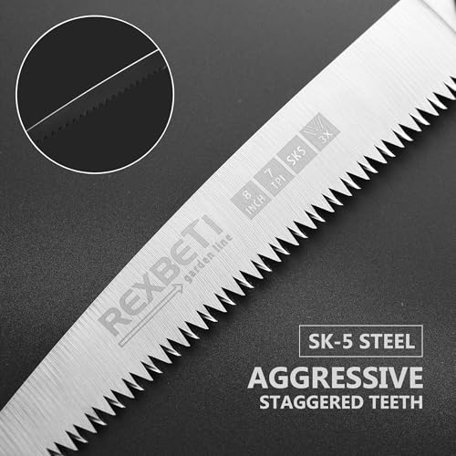 REXBETI 8-Inch Folding Hand Saw, Pruning Saw for Tree Trimming, SK5 Steel - size: 8 Inch