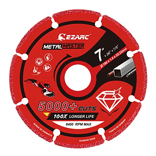 EZARC Diamond Cutting Wheel 7'' x 7/8 Inch for Metal, Cut Off Wheel with 5000+ Cuts on Rebar, Steel, Iron and INOX - style: 7 x 7/8 Inch