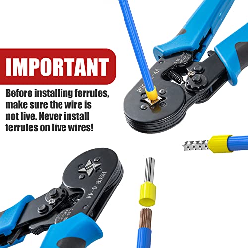LUNEY 1250PCS Wire Ferrules Crimping Tool Kit for AWG 23-7(0.25-10mm²)