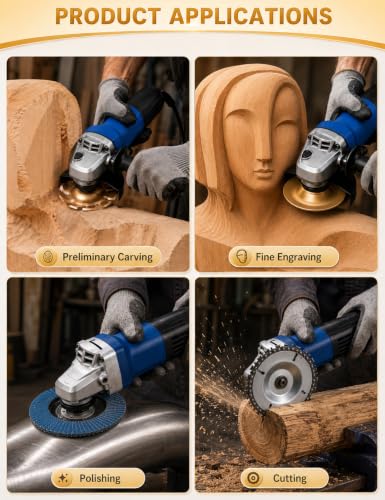 Ultimate 20 Pcs Wood Carving Disc Set for 4"-4 1/2" Angle Grinder,Professional Woodworking Kit with Shaping Wheels, Chainsaw Discs,Rotary Burrs & Flap Wheels for Sculpting Shaping Sanding & Polishing