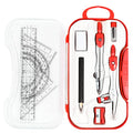 Unjoo Geometry Set 10 Pcs Student Supplies, Protractor and Compass (Red) - color: Red1