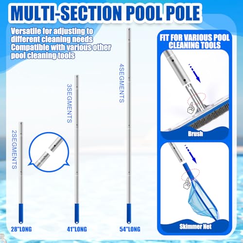 Potchen 3 Pcs Pool Cleaning Kit with Hand Skimmer Net, 17.9" Brush - style: 17.9" Brush