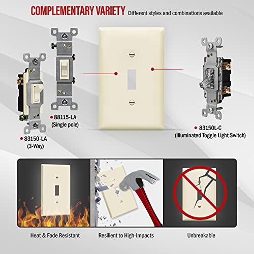 ENERLITES Mid-Size Toggle Light Switch Wall Plate Cover, 1 Pack, White - color: Light Almond, size: Mid-Size