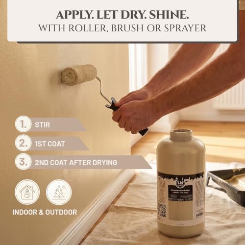 Metallic Wall Paint 67.62 fl oz - Champagne Gold - Stunning Metallic Shine for Stylish Interiors, Easy to Apply, Water-Based, Perfect for Creative Wall Designs & DIY Projects - color: Champagne Gold
