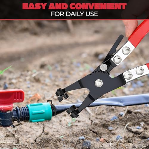 Radiator Hose Clamp Pliers Automotive - Hose Pliers Automotive Clip Removal Tool with Locking Mechanism - Carbon Steel Spring Clamp Tool for Car Repair, Plumbing and Removal of Clamps - color: Black & Red Hose Clamp Pliers