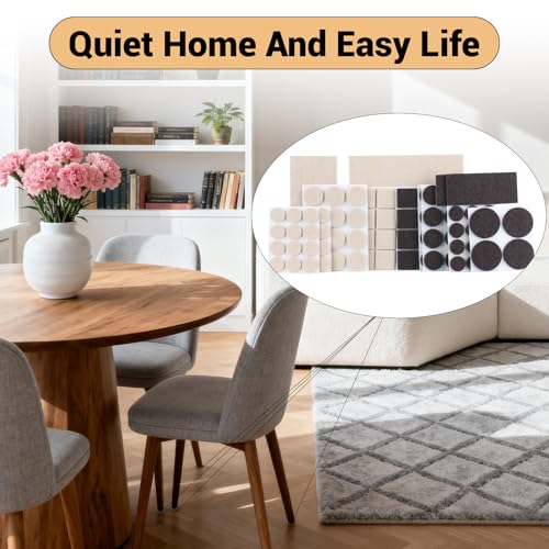 143-Piece Felt Furniture Pads, Anti-Scratch Furniture Felt Pads, Self-Adhesive Chair Leg Floor Protectors for Hardwood Floors, Brown and Beige, HOME MASTER HARDWARE