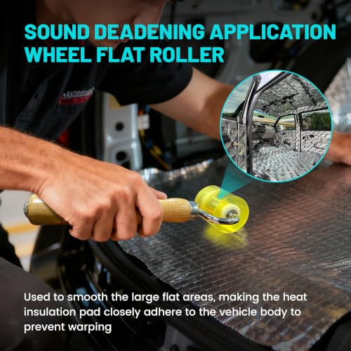 NuIth Auto Car Audio Sound Deadening Application Rolling Wheel Roller, 1.6 Inch Width PU Sound Deadening Mats Roller W/Bearing, Heat Abatement Mat Wallpaper Deadener Application Seam Roller - style: Flat Seam Roller
