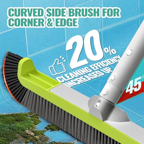 18" Pool Brush Head - Scrub Brush, Curved Ends, Fits Φ1.25” Poles - color: Black & Dark Gray