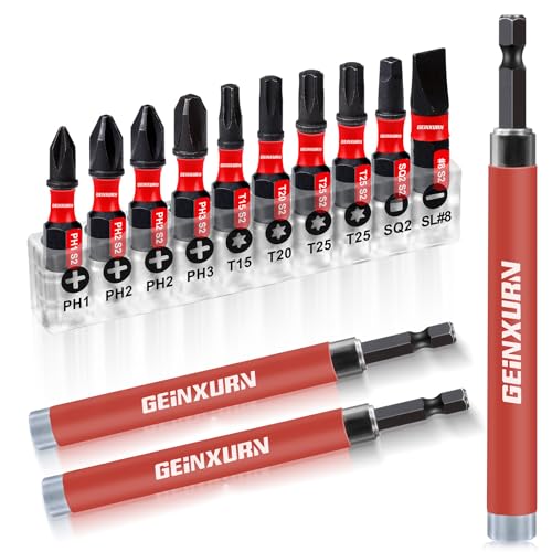 Geinxurn 3 PCS Drive Guide with Self Retracting Sleeve(5”) and 10 Pcs Screwdriver Bit, 5Inches Magnetic Drill Bit Tip Holder for Prevent Screws Shaking When Driving - style: GSLB0120-013