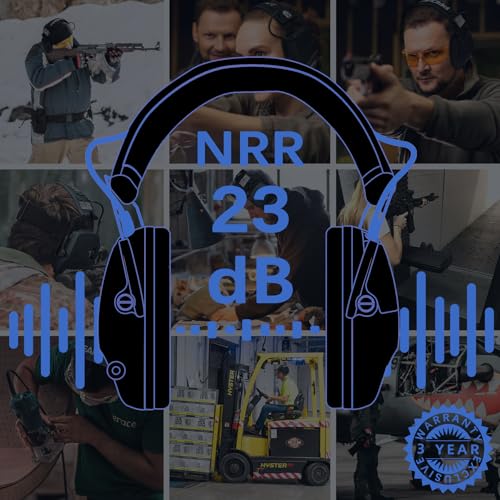 PROHEAR Electronic Ear Protection for Shooting with 4X Sound Amplification, Gun Range Hearing Protection Muffs, NRR 23dB Noise Reduction Headphones for Hunting, Blue - style: Electronic-blue