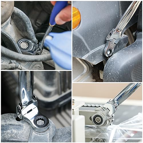 haisstronica 12 in 1 Flex-Head Ratcheting Wrench Set, Metric 8-19 mm - size: Metric-12 in 1