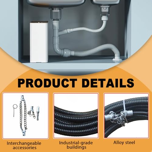 16.4 Ft Flex Shaft Sewer Cleaning Tool, Flex‑Shaft Sewer Descaling Chain, Push-Type Rotary Cable Sewer Dredge for PVC Pipes, Toilets, Traps & Industrial Boilers
