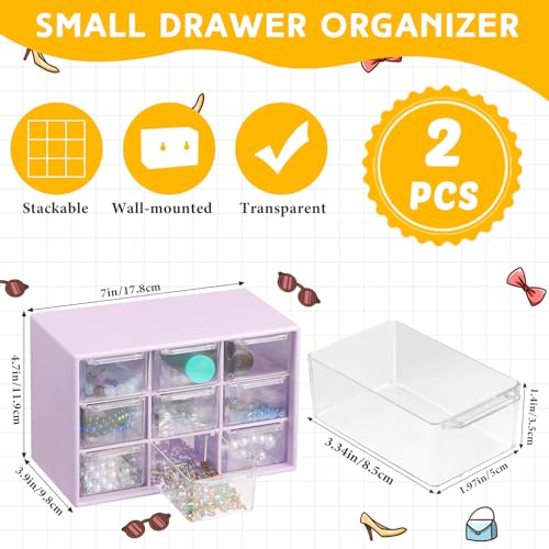 Wenqik 2 Pcs Mini Storage Drawers, Purple - color: Purple