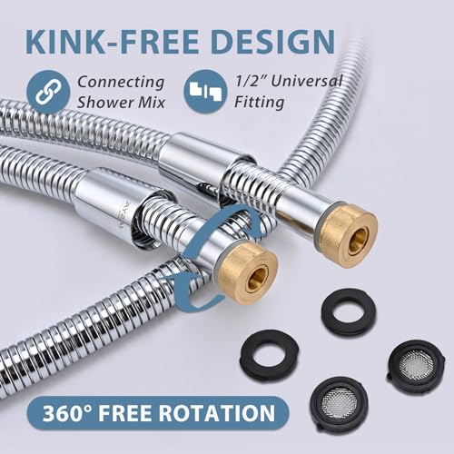 59Inches 304 Stainless Steel Shower Hose Extra Long Chorme - color: Chrome, size: 59 Inches