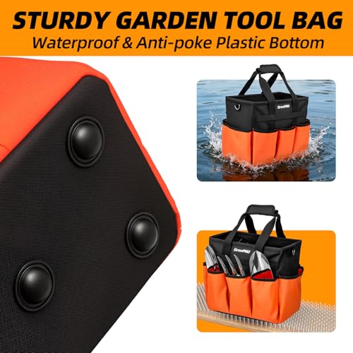 GRENPRO Garden Tool Bag, 10 Pockets, Adjustable Shoulder Strap, Orange - size: 13" Garden Tool Bag Orange