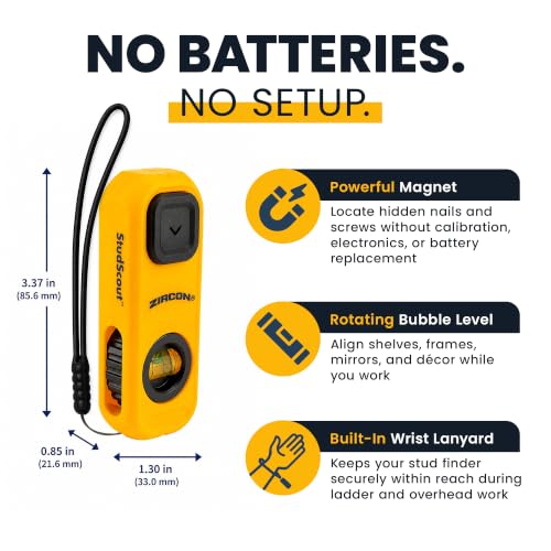 Zircon® StudScout™ Magnetic Stud Finder, No Batteries Required, 2-Pack