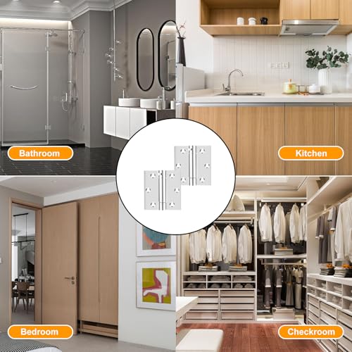 3" Spring Door Hinges Stainless Steel Self-Closing Heavy Duty Hardware 2Pcs | 3.5 Inch Spring Loaded Hinges with 5/8'' Radius Corners can Automatically Turn Off and Adjust Tension