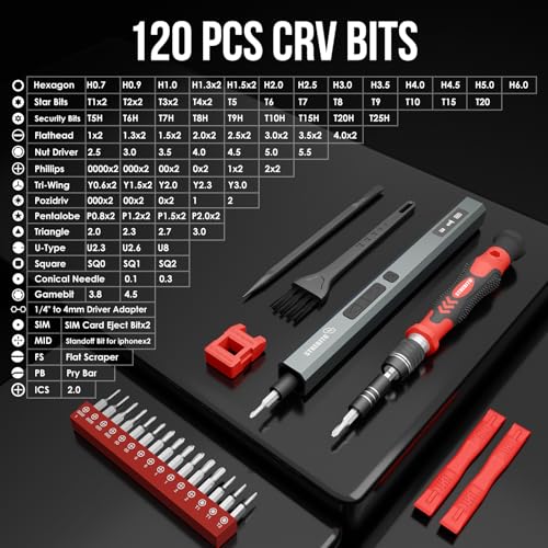 STREBITO 144-Piece Upgraded Electric Screwdriver - color: Upgraded-red