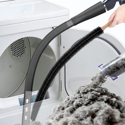 Sealegend 2 PCS Dryer Vent Cleaner Kit, Dryer Lint Vacuum Attachment&Brush - color: Black
