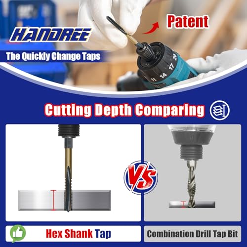 JEFE HEX 1/4-20 UNC Hex Shank Taps for Metal | MRO & Industrial Use | Quick-Change | Impact Driver (5pcs) - size: 1/4-20 UNC (5 pcs)