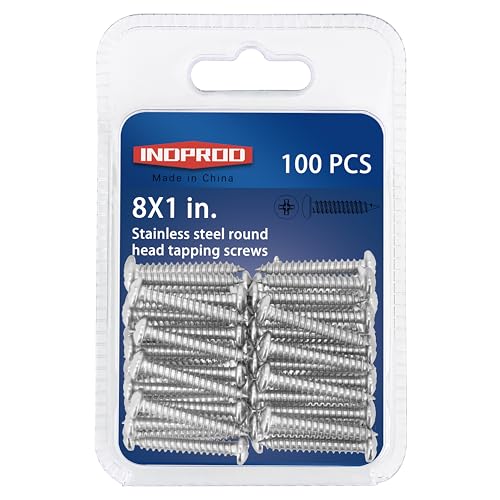 #8x1 Wood Screw, 304 Stainless Steel Round Head Screws, Phillips Pan Head Sheet Metal Screws, M4 x 25mm Self Tapping Screws, #8x1-Inch, 100-Piece - size: #8x1" (M4x25mm)