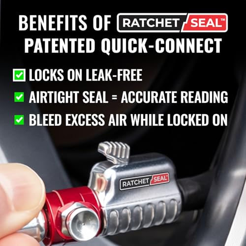 SKÖG Chuck Mates Platinum Tire Pressure Gauge 0–100 PSI Analog | Accurate PSI readings ANSI B40.1 | Second needle marks your target | Designed in the USA, made in Taiwan