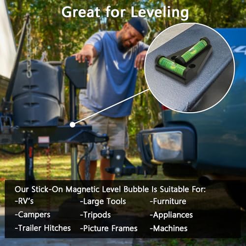 Magnetic RV Bubble Level, Mini Self-Adhesive T Type Small Leveler Indicator for RV Camper Travel Trailer Motorhome Leveling Blocks Accessories Essentials Must Haves